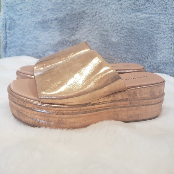Free People Rose Gold Harbor Platform Slides Sandal Women's Sizes NEW resort - Picture 4 of 14